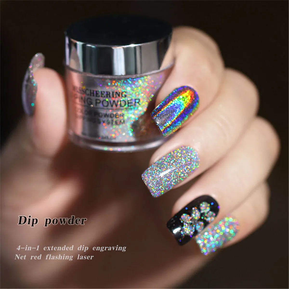 Лазерный погружения Порошковая голографическая салон металлические гвозди