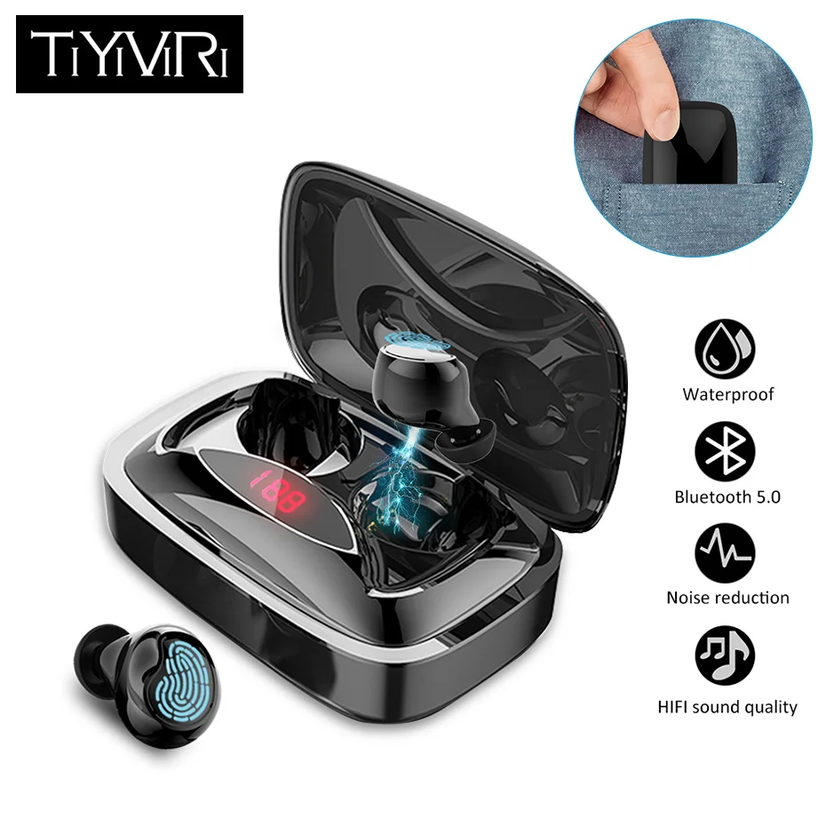 TiYiViRi TWS 5 0 Bluetooth наушники настоящие стерео магнитные Для Спортивного Бега с