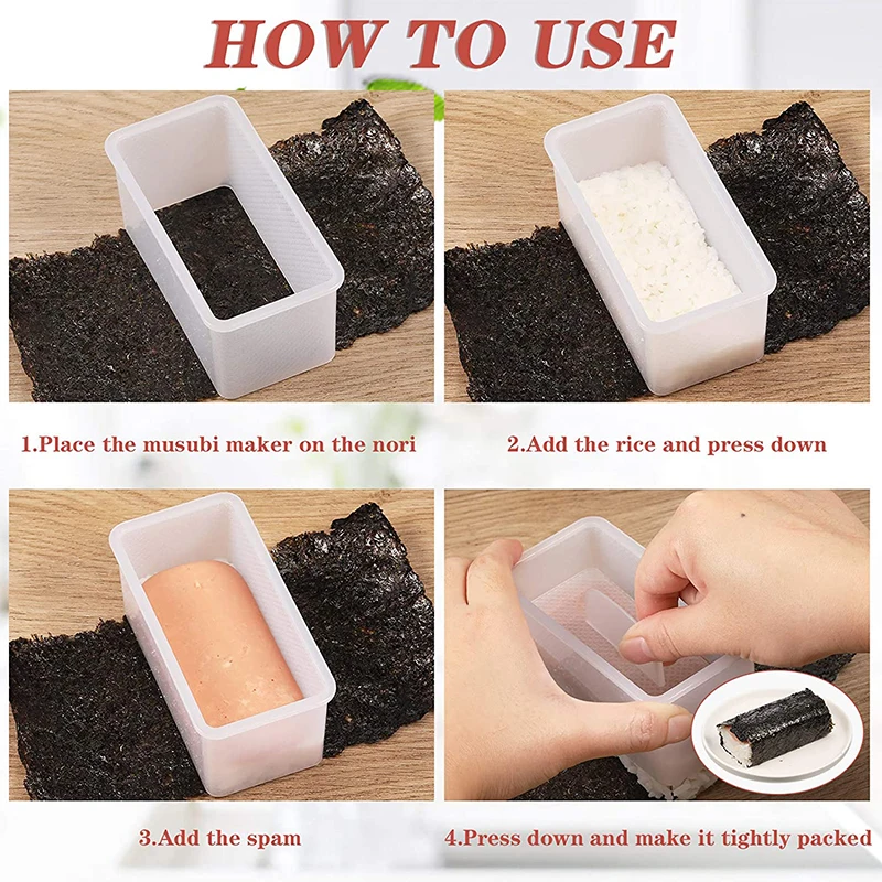 

Onigiri Sushi Maker Rectangular DIY Easy Rice-Ball Meat Press Mold Professional Non-Stick Seaweed Sushi Making Kit Mould For Kid