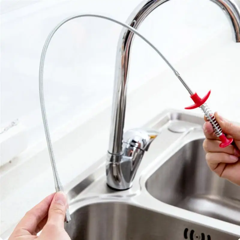 

60CM Toilet Drain Cleaning Hook Bathroom Kitchen Useful Tool Unclog Sink Tub Scourer Household Hair Removal Tools (Random Color)