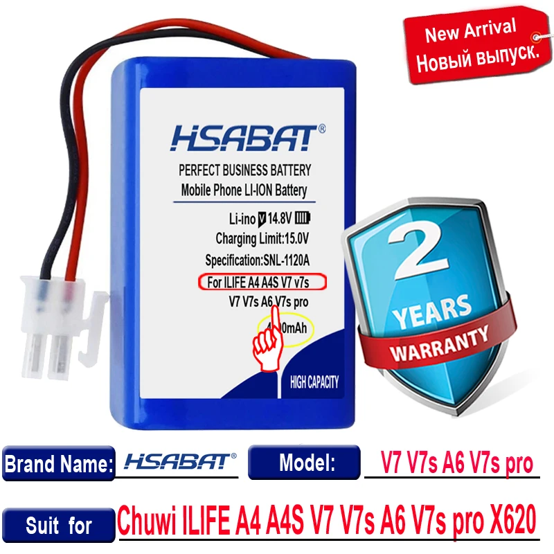Аккумулятор 100% мА · ч для пылесоса Chuwi ILIFE A4 A4S V7 V7s A6 pro X620 литиевый 4000 18650 | Мобильные
