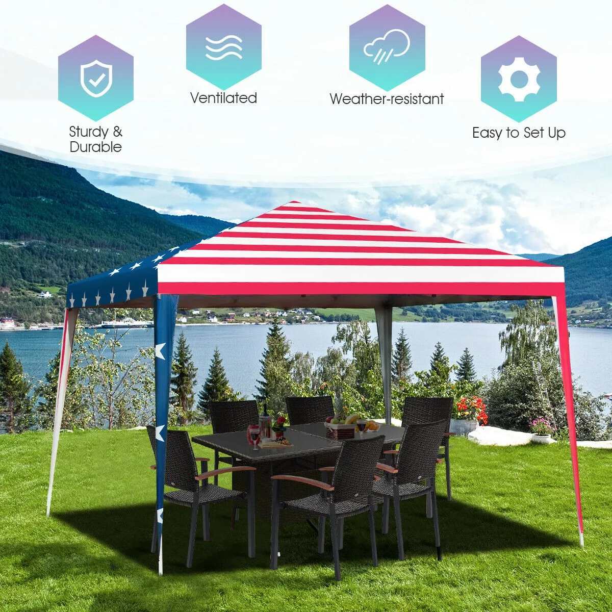 

GOPLUS Outdoor 10 x 10 Pop-up Canopy Tent Gazebo Canopy waterproof Quick Assembly Sunshade with Carry Bag