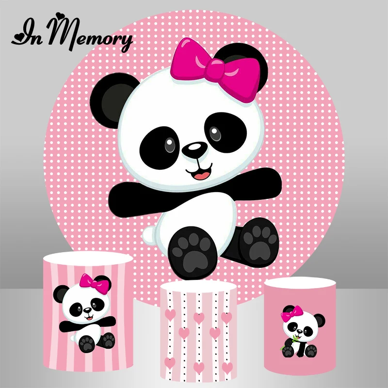 InMemory круглые розовые панды фоны для фотосъемки новорожденных девочек вечеринок