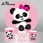 InMemory круглые розовые панды фоны для фотосъемки новорожденных девочек новорожденных вечеринок на 1-й день рождения