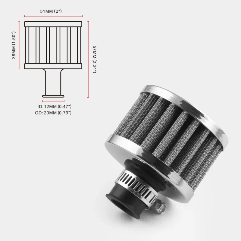 Универсальный сверхмощный воздушный фильтр 12 мм Высокое качество авто