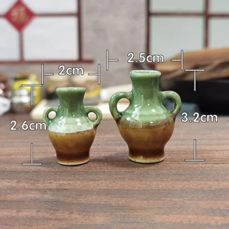 

2Pcs/Set Furniture Toys For Kids Children Dollhouse Miniature Accessory Simulation Rement Ceramic Flower Vase Doll House