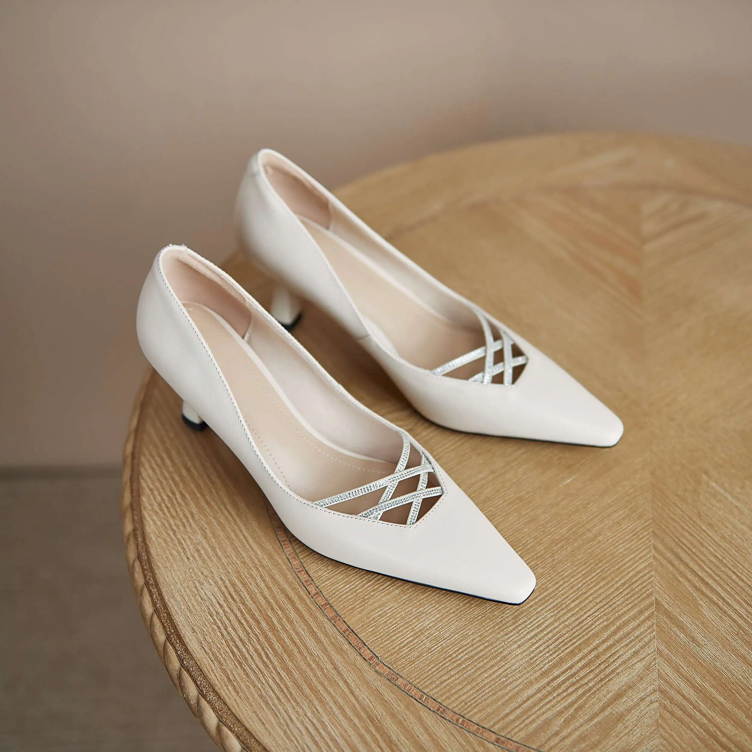 

Krazing Pot European style genuine leather square toe high heels simple design classic colors office lady casual women pumps L23