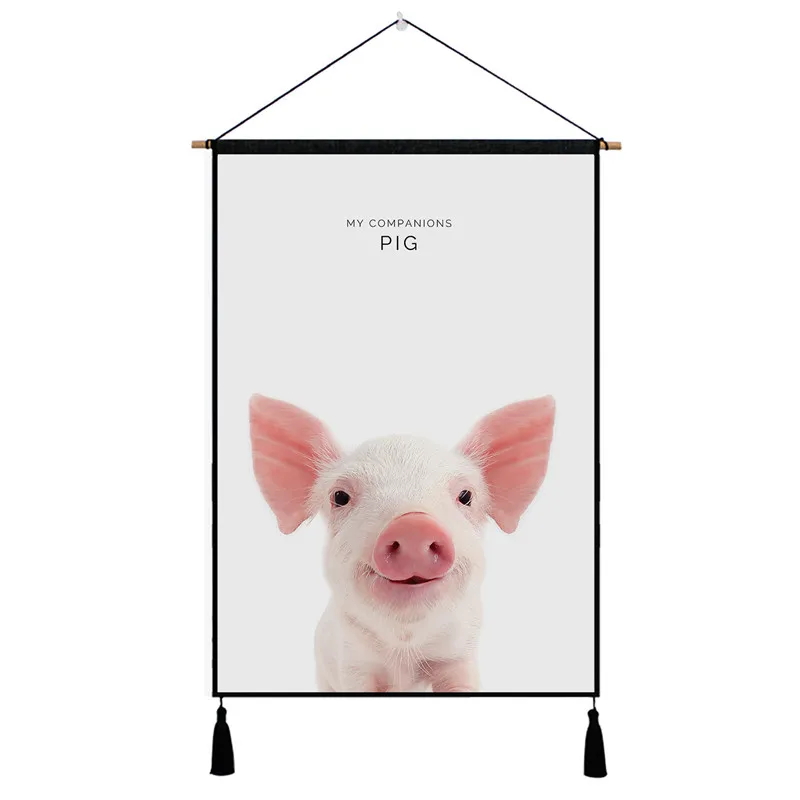 Милые Животные узоры гобелены Висячие Стены Хлопок Ткань искусство Красивая