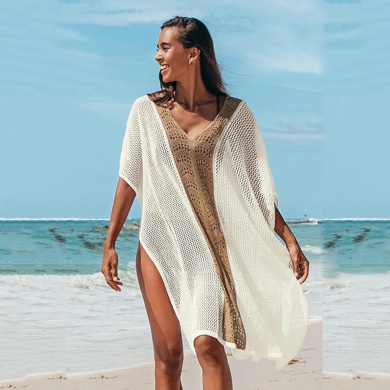 

Beach Wear Sun-proof Clothing Women Light Sunblock Medium - Long Sunblock Swimsuit Knitting Shirt Smock