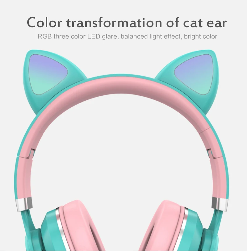 

New Arrival LED Cat Ear Noise Cancelling Headphones Bluetooth 5.0 Young People Kids Headset Support TF Card 3.5mm Plug With Mic