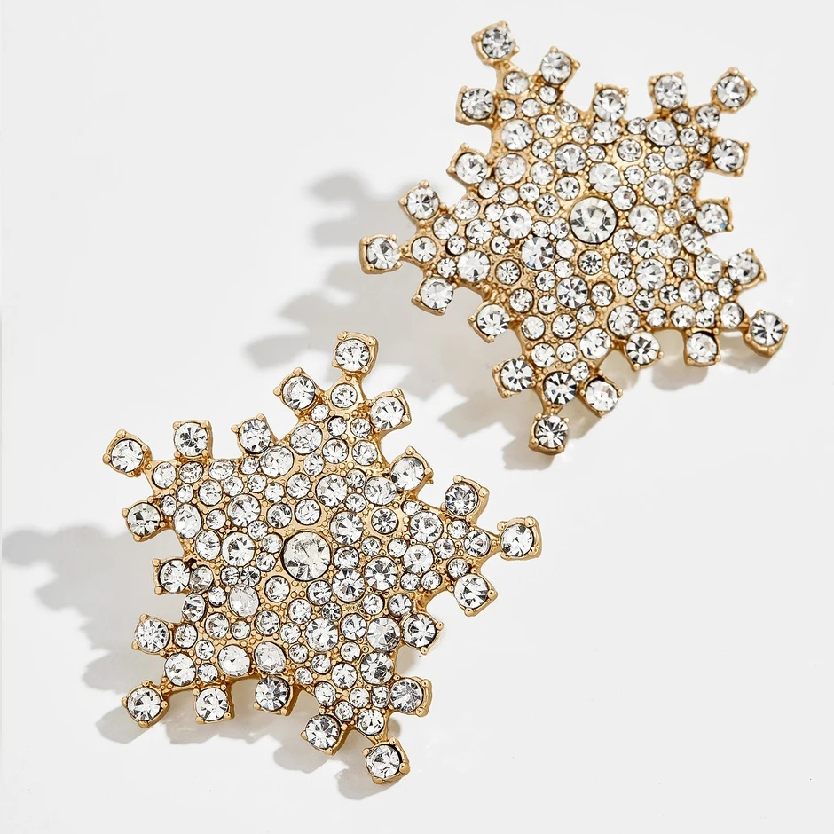 2020 Bauble bar Fashion Stellar Oversized Stud Earrings for Women Statement Crystal Flower Cute with Rubber Ear Back | Украшения и