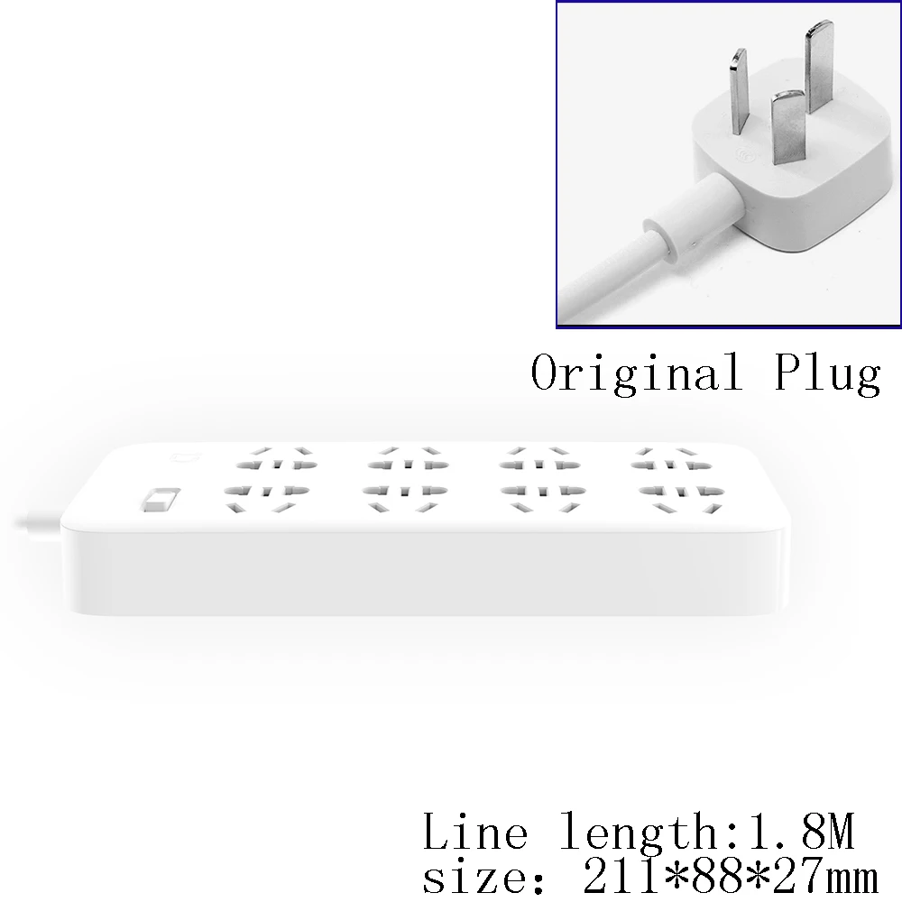 Xiaomi Mijia no usb power Strip 3 6 8 портов разъем питания вкл/выкл 2500 Вт 10A 250 В защита от перегрузки для офиса дома mihome - Цвет: 8-hole position