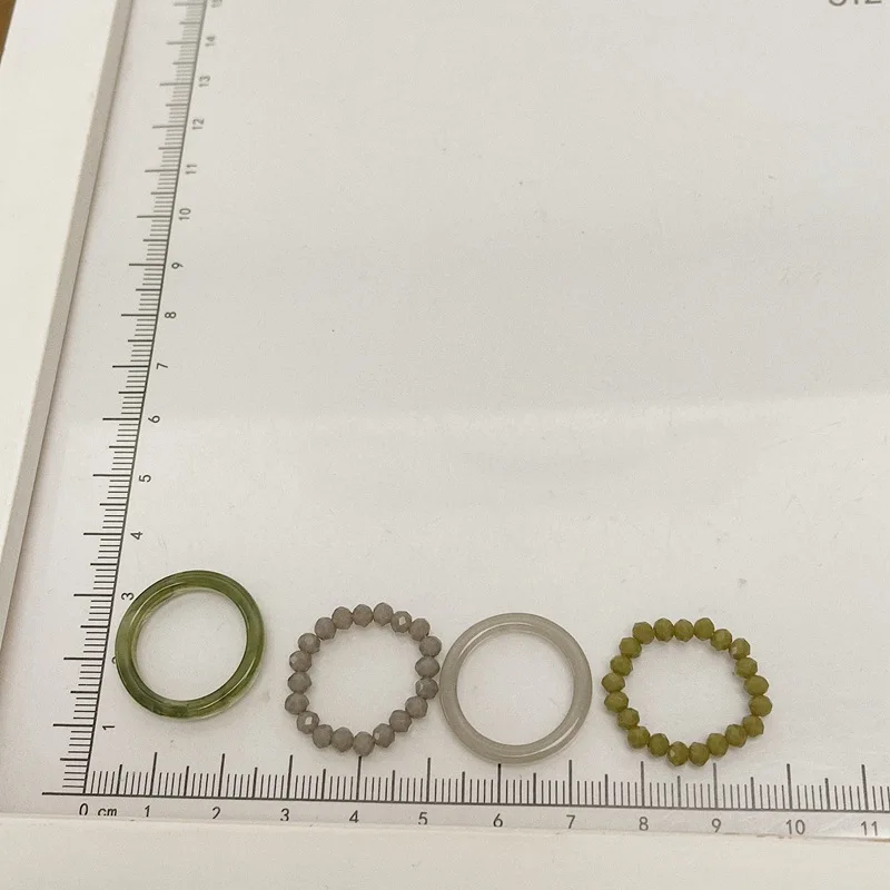 

2021 New Transparent Resin Acrylic Beads Colourful Geometric Round Rings Set for Women Jewelry Party Gifts Crystal Finger Rings