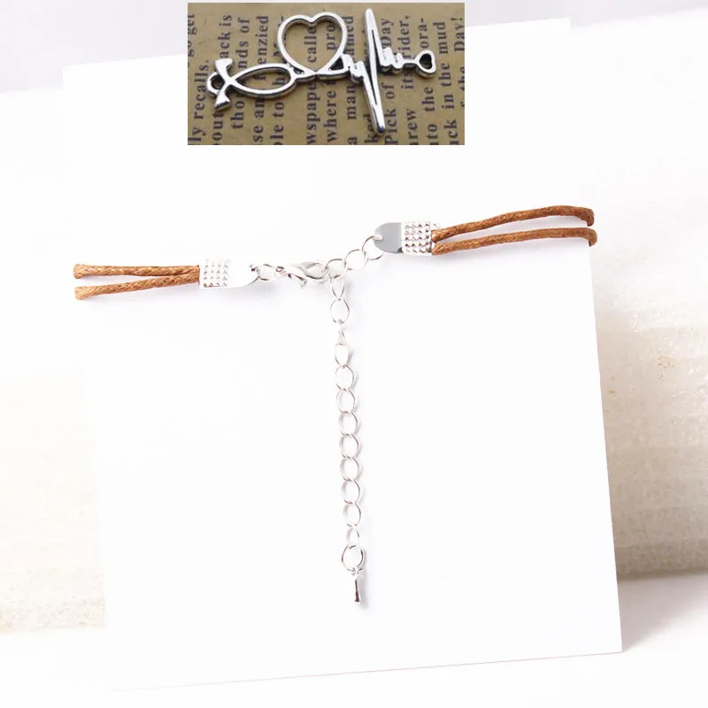 Браслет с волнистым сердечком романтичный электрокардиограммой браслет