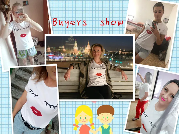 Женская футболка с принтом губы коротким рукавом и круглым вырезом | одежда