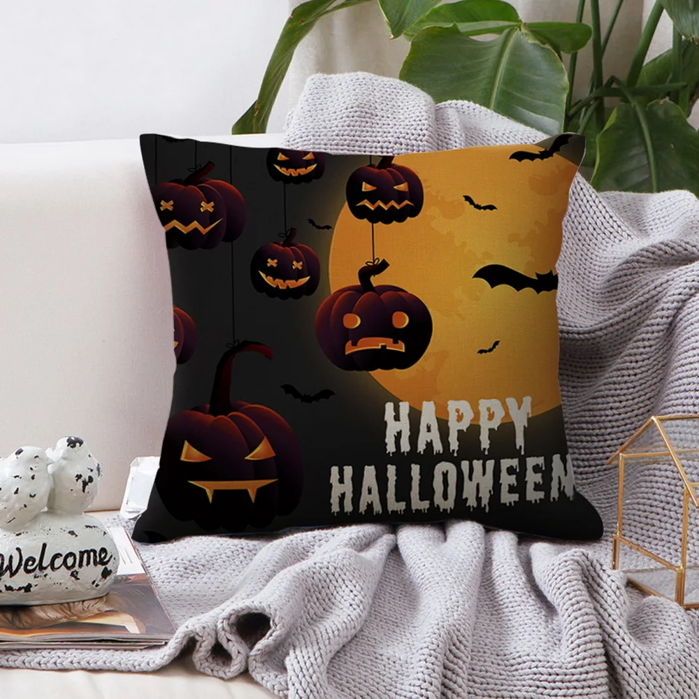 4 шт./компл. Хэллоуин Наволочка на подушку льняная Подушка Чехол тыквы с принтом