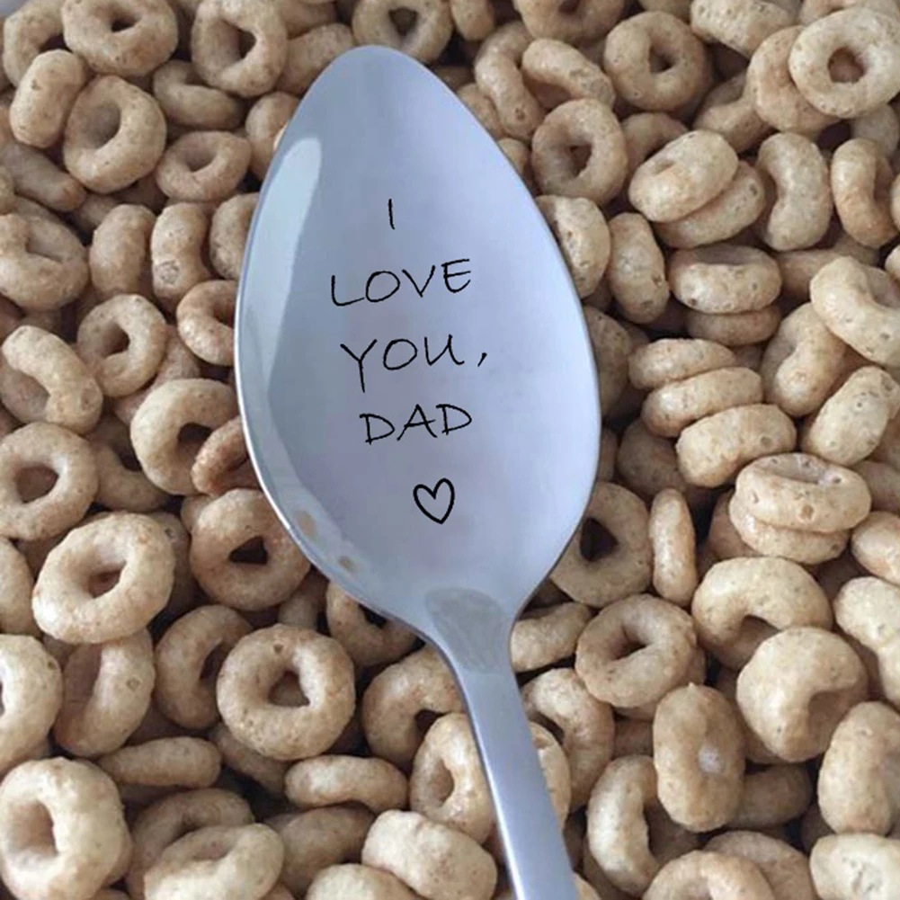 

I Love You Dad Engraved Rustproof Stainless Steel Ice Cream Spoon Coffee Blender Kitchen Tool Father Gift