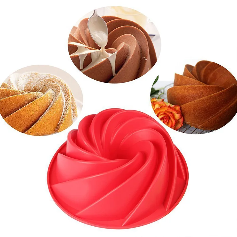 

9Inch Large Silicone Cake Mold Spiral Shape Cake Mould Diy Baking Tool Bread Pastry Mould Chocolate Mold Jelly Pudding Mold