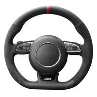 hand sewing black alcantara car steering wheel cover for audi s3 2014 2017 s5 2012 2016
