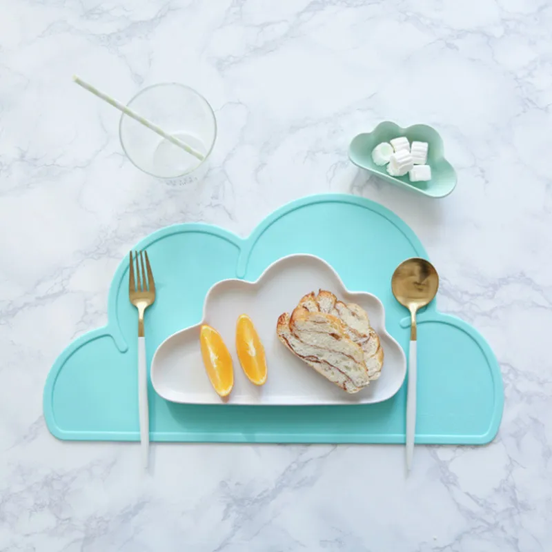

Cloud Shape Placemat Kids Plate Mat Food Grade Silicone Table Pad Waterproof heat insulation Kitchen gadget Easy Cleaning