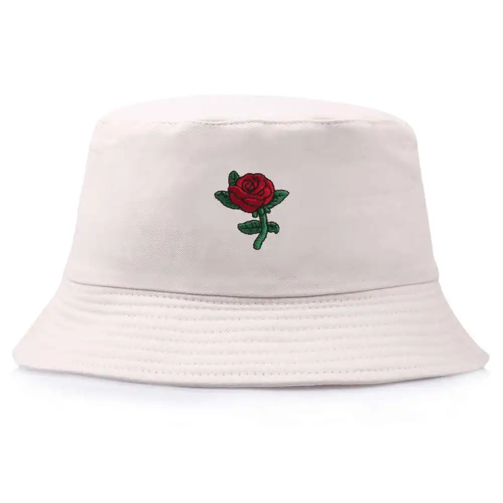

Панама Складная унисекс с вышитыми розами, пляжная шляпа от солнца, головной убор для улицы, рыбака, уличная Кепка для мужчин и женщин