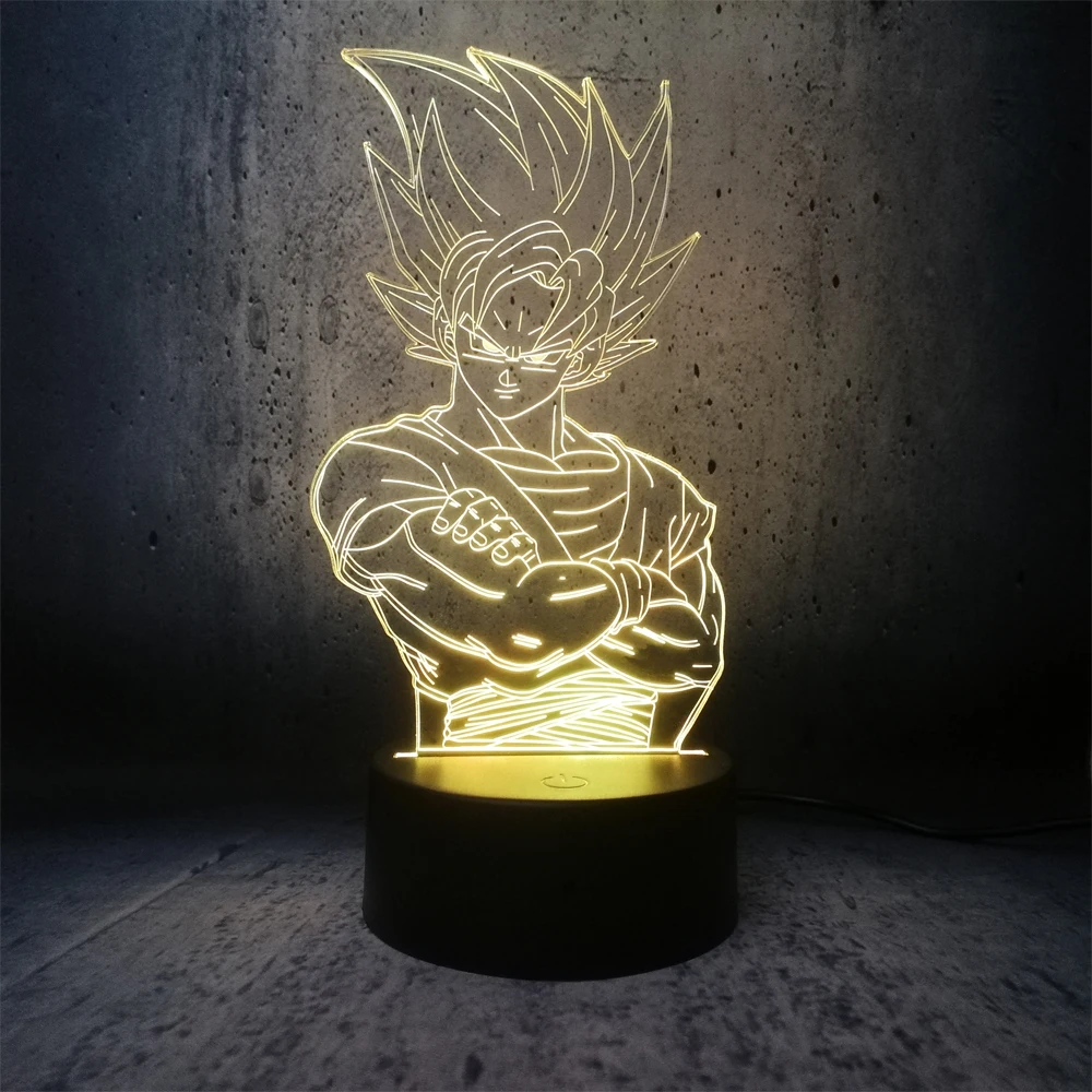 Новый Dragon Ball Angry expression Goku 3D настольная лампа Luminaria светодиодный ночник креативный