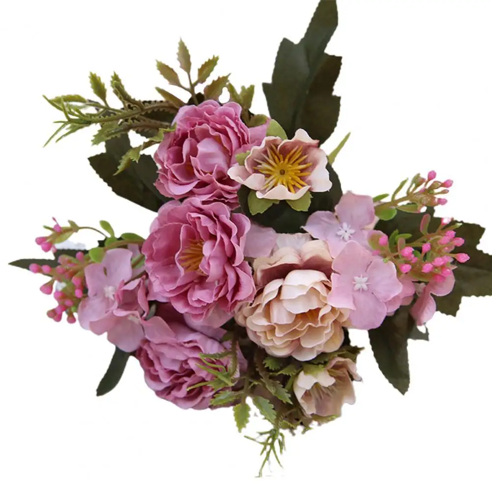 

1 Bouquet Artificial Flower Handmade Fresh-keeping Faux Silk Flower Multipurpose Fake Rose for Home