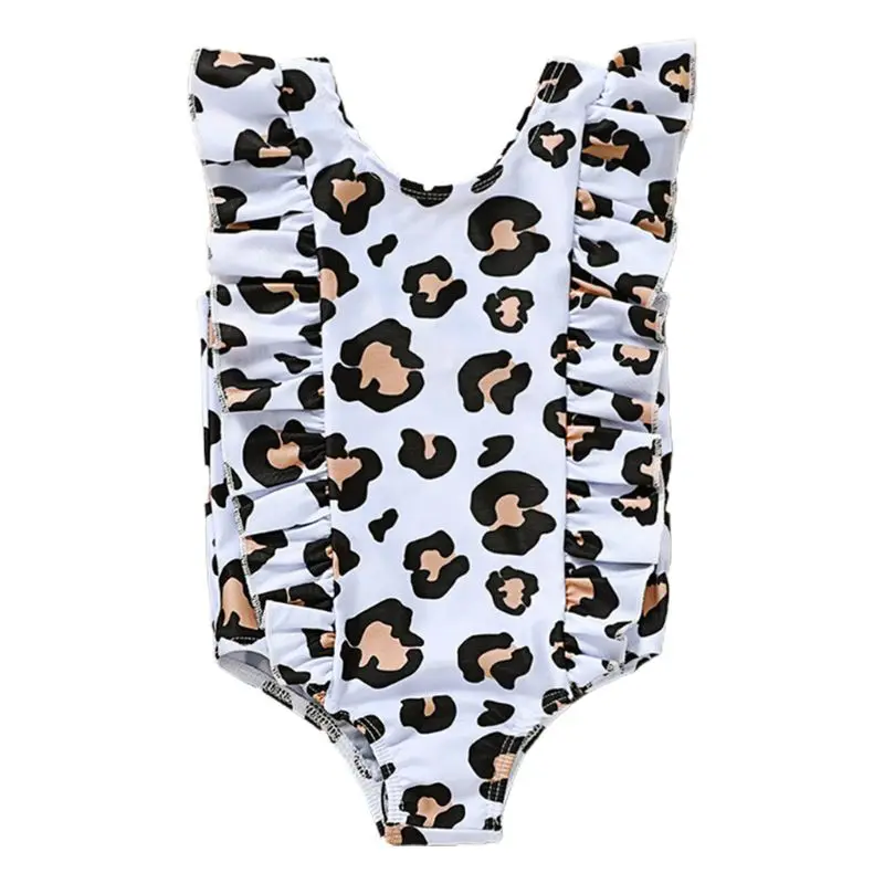 

Baby Girls One Piece Swimsuit Cute Watermelon Leopard Printed Ruffles Swimwear