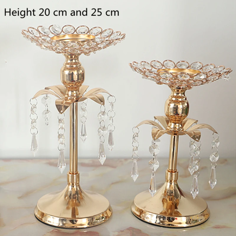 H 20cm and H 25 cm Один подсвечник Нежный Кристалл подсвечник Центровой стол подсвечник свадебный центральный Рождественский Декор для дома - Цвет: H 20cm and H 25 cm