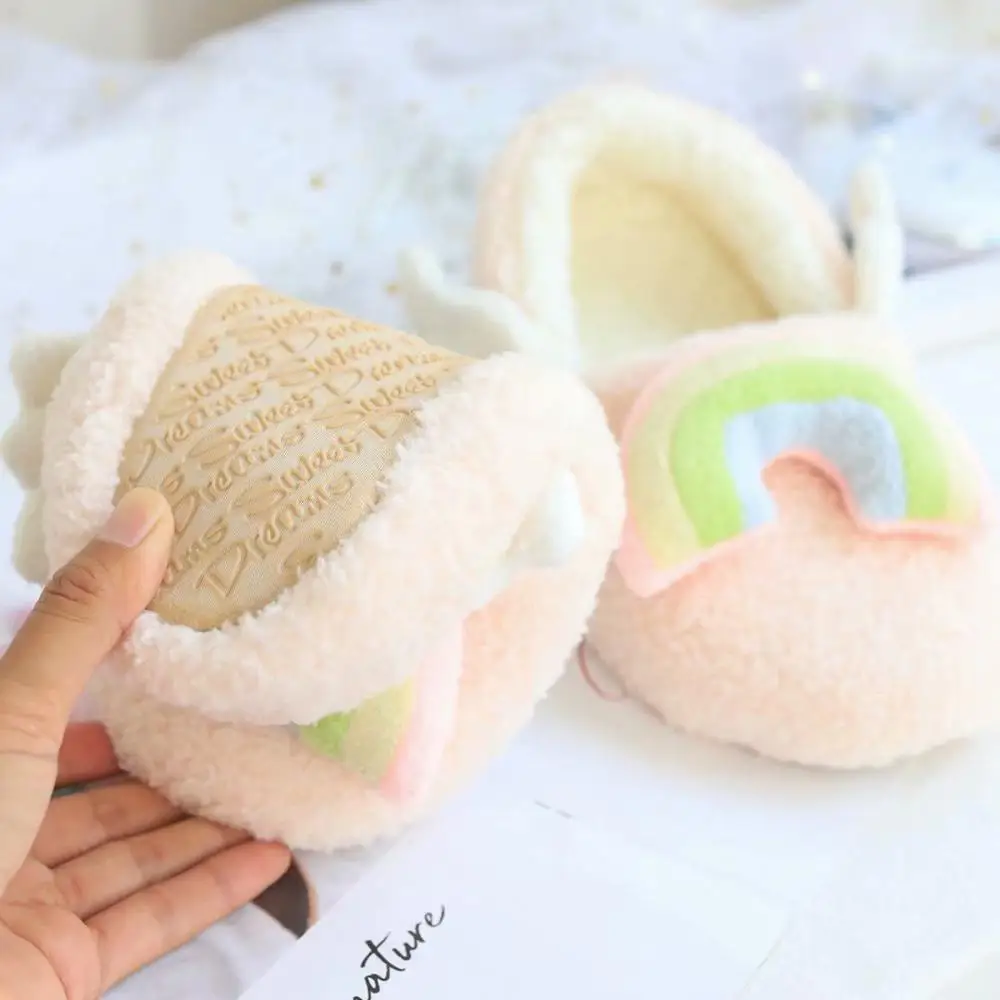 Sweet girl heart three-dimensional rainbow wings anti slip floor shoes in autumn and winter warm home shoes indoor cotton slippe