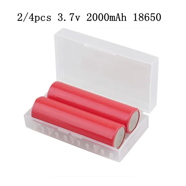 2/4 шт. 18650 3,7 v 2000 мА/ч, литий-ионный аккумулятор Перезаряжаемые Батарея защищены Топ на пуговицах для Фонари инструменты игрушки Мощность банка
