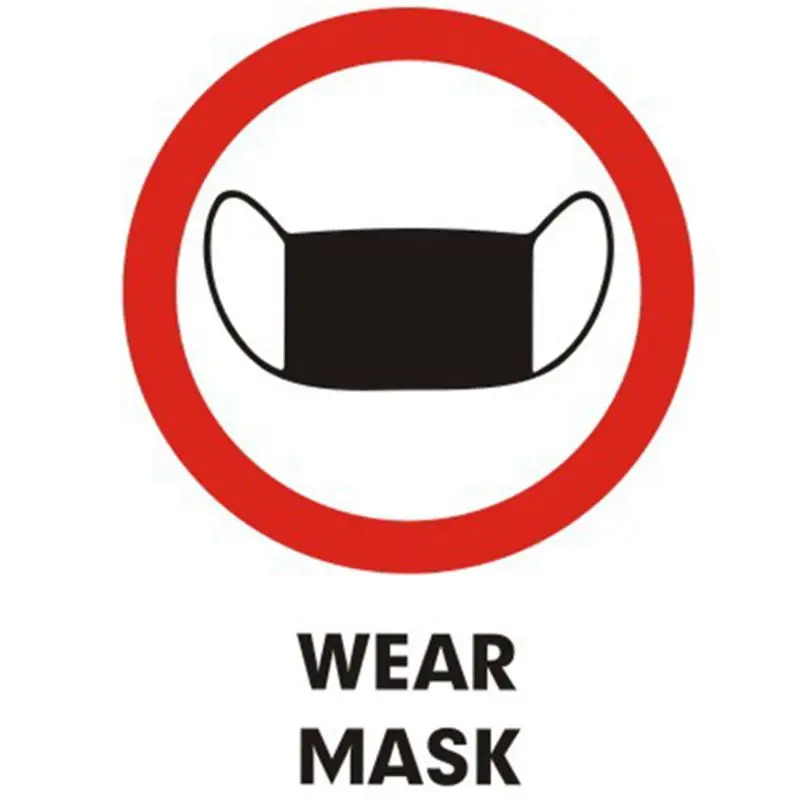 2020 Caution Notice English Slogan Glass Wall Sticker Wash Hands Wear Mask Pattern | Stickers