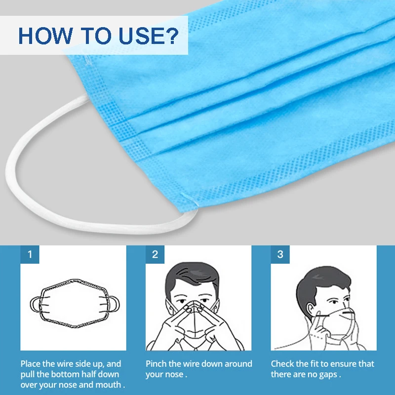 

Disposable Masks 3-Layer Non-woven Face Mask Breathable Mouth Caps Health Care Masks Windproof Soft Earhook Dust Mascarilla