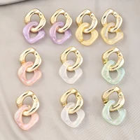 european hot sale translucent candy colors link chain acrylic earrings multi colors resin link chain earrings