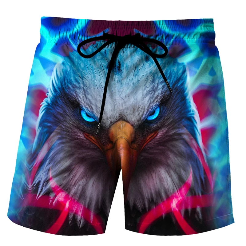 

Летние новые пляжные мужские Штаны для отдыха в стиле Харадзюку с объемным рисунком Сокола, быстросохнущие плавки для плавания, модные повс...