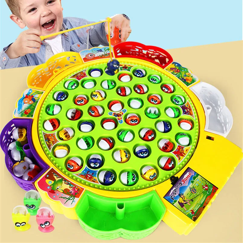 

Electric Musical Rotating Fishing Toy Children Board Play Fish Game Magnetic Fish Outdoor Sports Educational Toys For Boys Girls