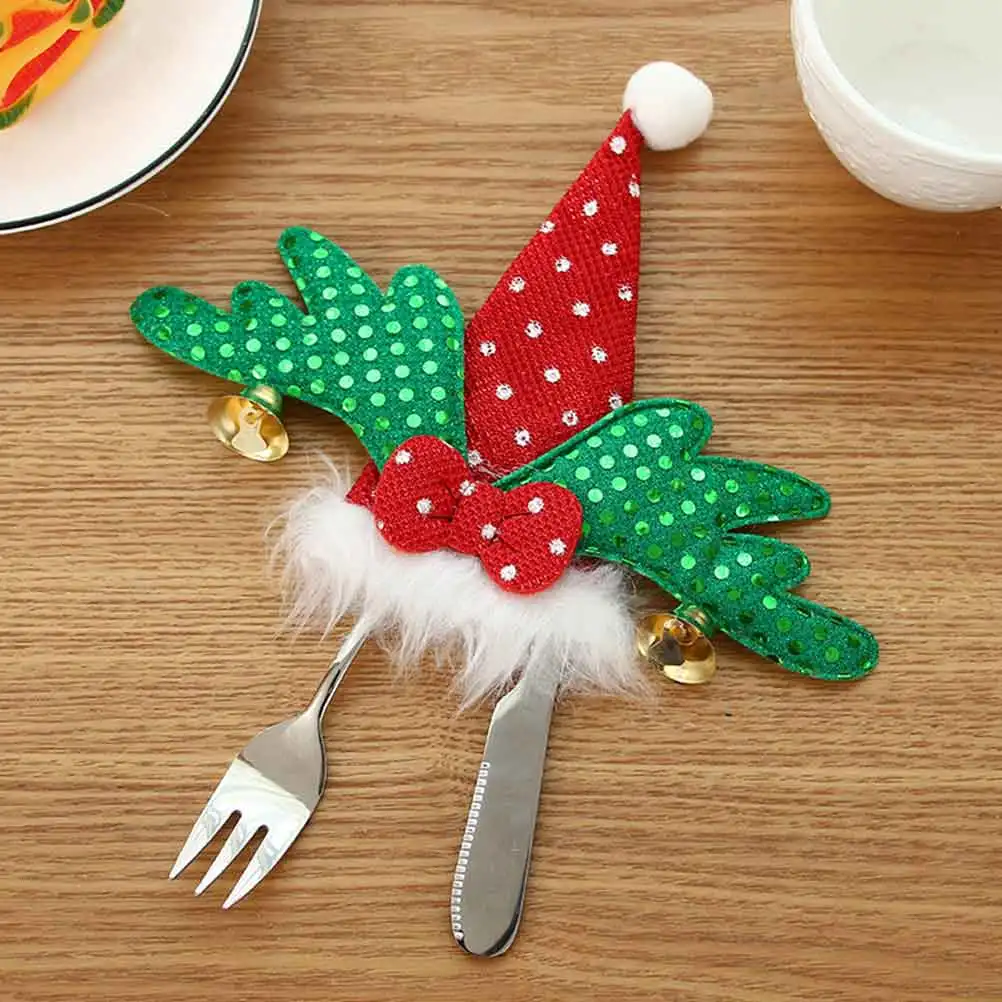 3 шт. Рождественские Сумки для столовых приборов держатели вилок рождественские