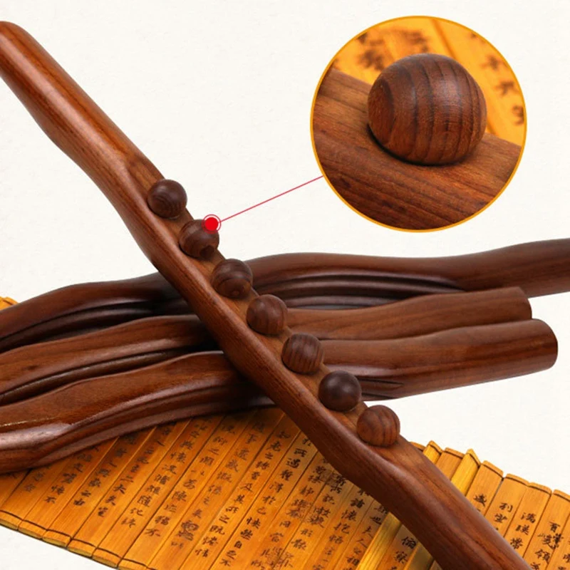 

4Pcs Scraping Stick Wood Back Shoulder Neck Waist Leg Massage Tools Burner Meridian Brush Slim Cellulite Massager Rod