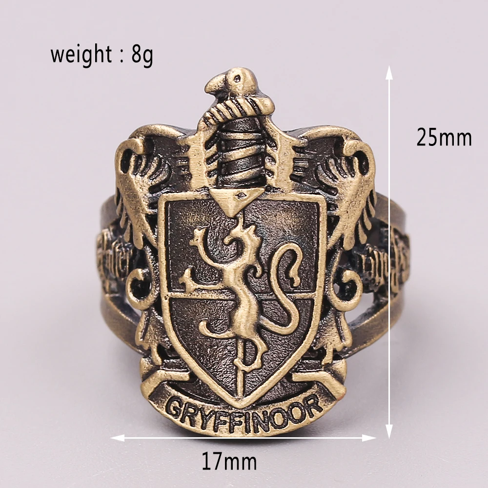 Gryffindor Панк мужские готические Хогвартс школьные кольца-значки Дары смерти Золотой снитч, кольцо, винтажное мужское перстень ювелирные изделия - Цвет основного камня: Gryffindor