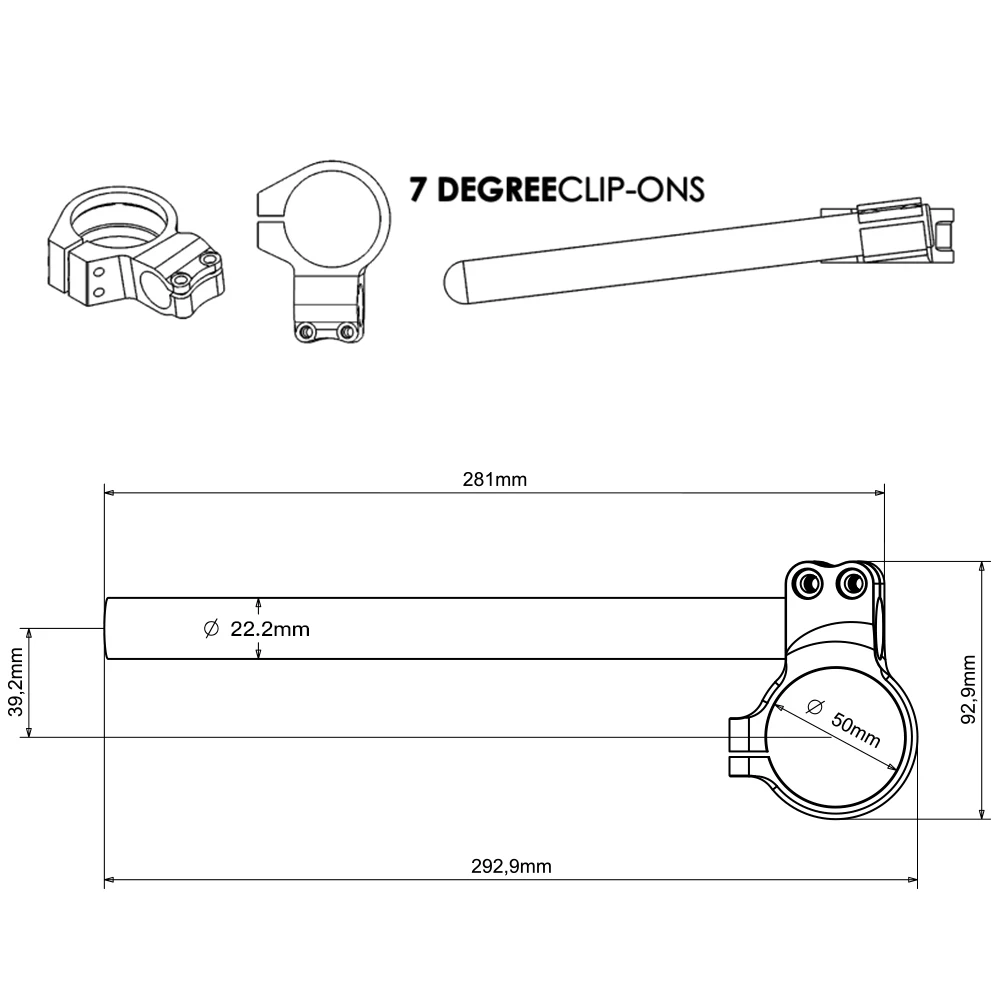 

Motorcycle 7 Degree Clip-Ons 50mm Handlebar Billet Removable For Honda CBR929RR CBR954RR CBR1000RR RC50/RTV100R/SP1/SP2