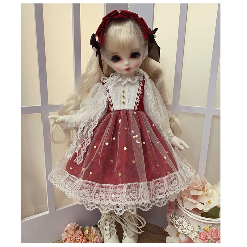 Одежда для куклы 1/6 1/4 платье принцессы красное + украшение волос BJD аксессуары Blyth