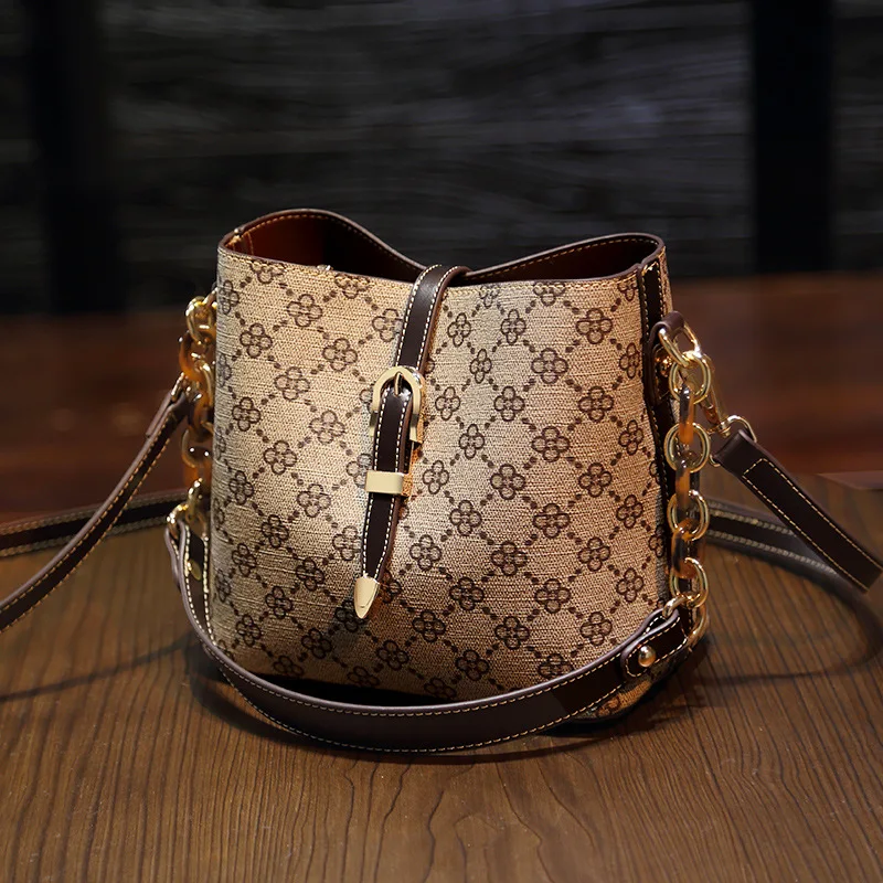 

Ведра для женщин, новинка 2021, модная винтажная сумка через плечо с цветочным принтом, женская дизайнерская сумка, кошелек на цепочке Cc