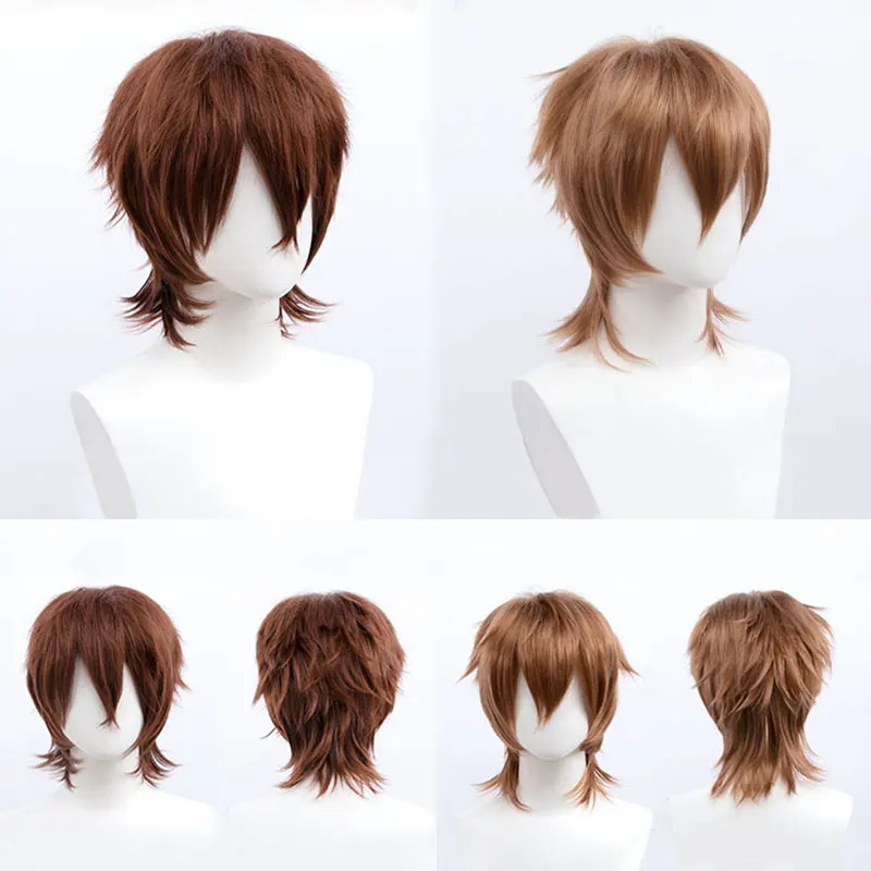 Парик для косплея мужчин и женщин синтетические короткие с челкой розовые