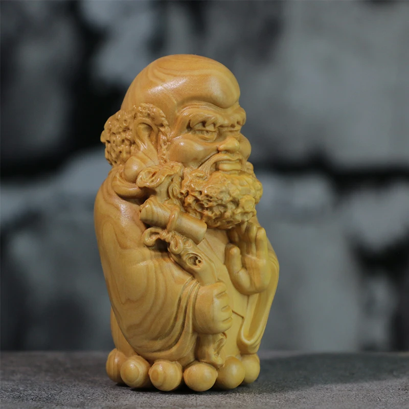 

8 см мультяшная резьба по боксу Dharma, аксессуары для дома из массива дерева, настольные украшения