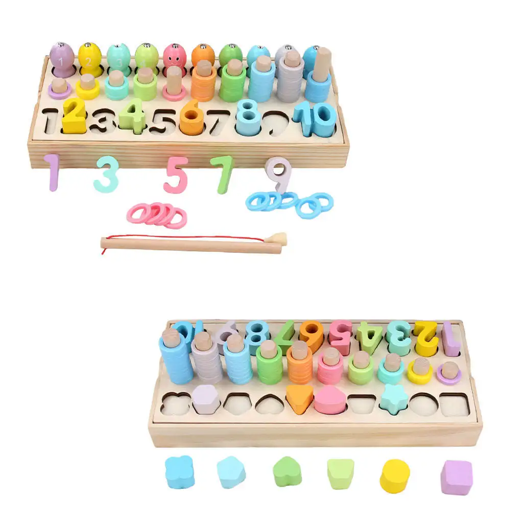 

Wooden Puzzle Sorting Toy for Toddlers Jigsaw Number Matching Stacking Toys Preschool Color Shape Sorter Develop Motor Skill