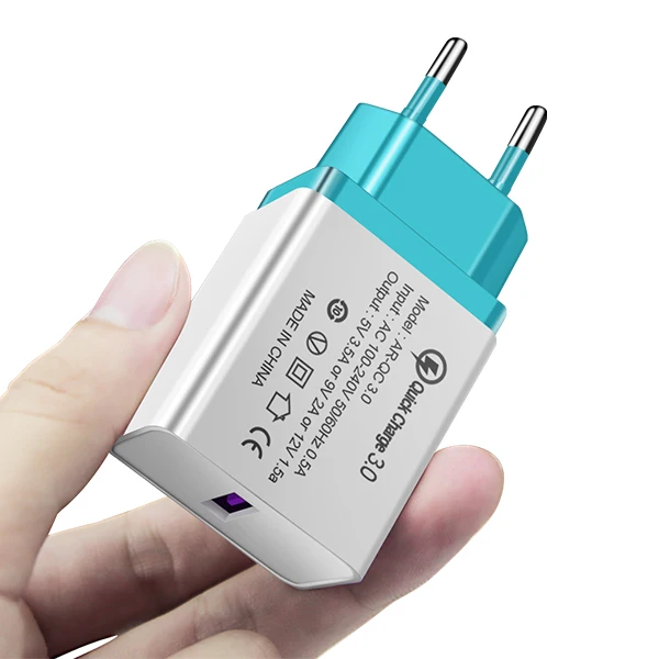 ACCEZZ универсальное 18 Вт быстрое зарядное устройство 3,0 USB зарядное устройство с европейской вилкой QC3.0 быстрое зарядное устройство для мобильного телефона для iPhone samsung Xiaomi LG - Тип штекера: 1-Port EU Blue