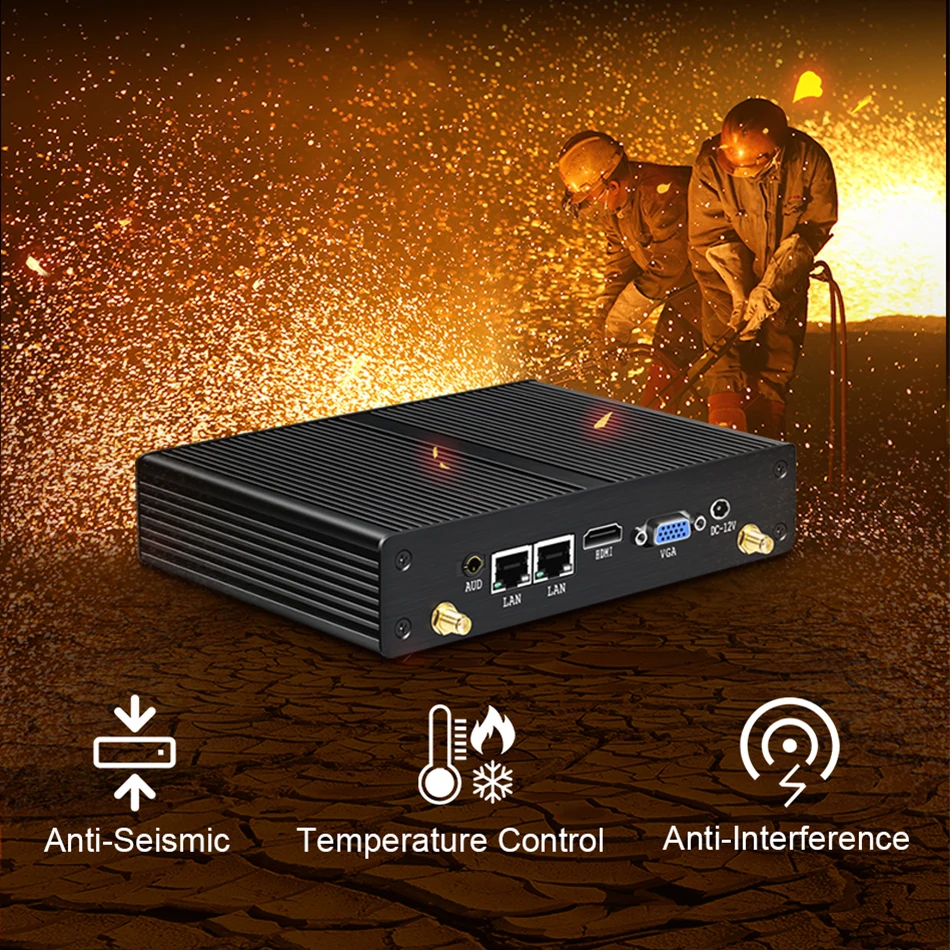 YCSD Fanless Mini PC Dual LAN Celeron J4125 N4100 Windows 10 pro PC 2Serial port 2LAN WiFi HDMI VGA HTPC Computer Nuc Mini pc