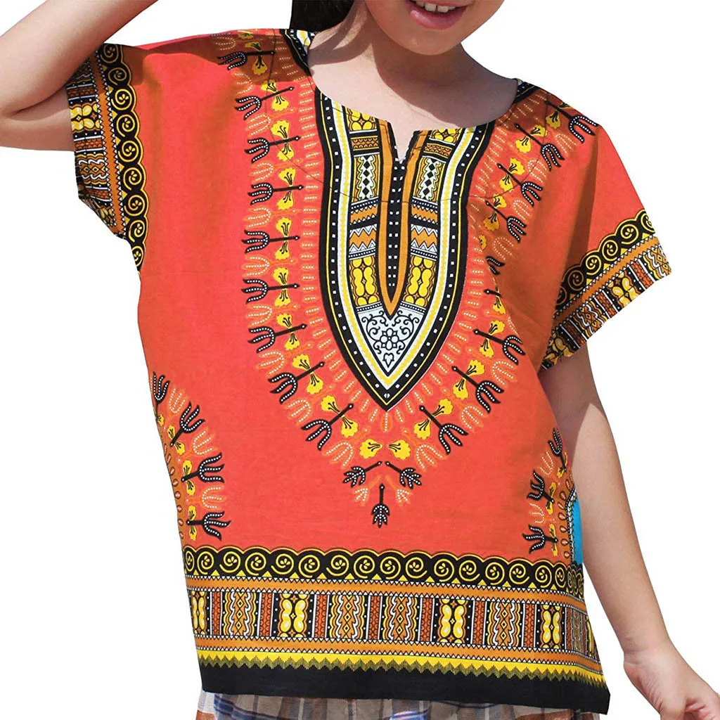 Африканская детская футболка дашики для мальчиков девочек детей малышей унисекс