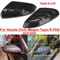 a pair car side door rear view mirror cover cap add on for honda civic mugen type r fk8 2016 2020