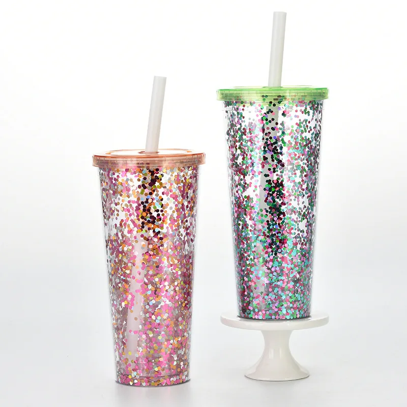 

2022 новые блестки Flash Powder бутылки для воды с соломинкой многоразовый жесткий пластиковый стакан с крышкой кофейная чашка для девочек посуда ...